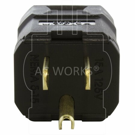 Ac Works NEMA 5-15P 15A 125V Clamp Style Square Household Plug with UL, C-UL Approval in Black ASQ515P-BK
